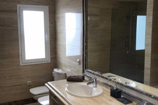 Das Badezimmer mit Tageslicht