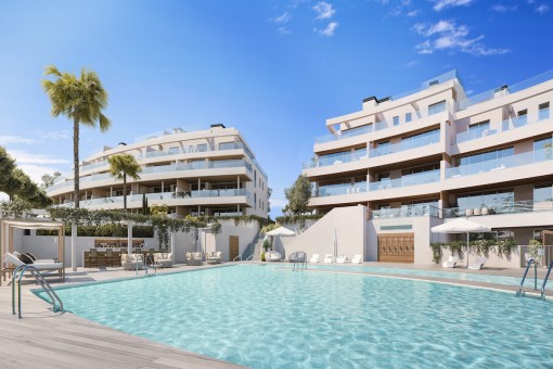 Großartige Wohnung als Bauprojekt mit herrlichem Blick über den Golfplatz und das Meer in Mijas Costa